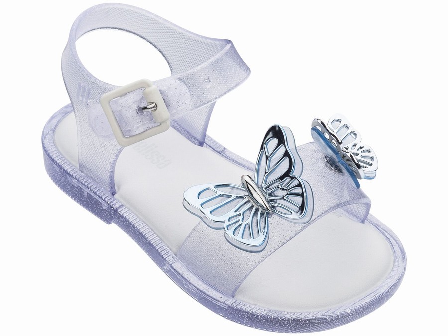 Sandalias Mini Melissa Mar Butterfly Glitter Bebe - Transparente - Argentina HLI-458693